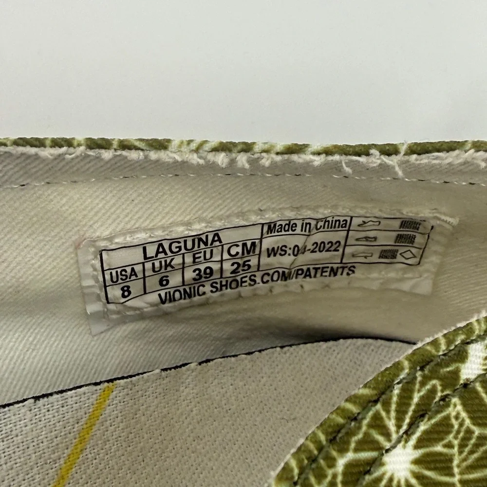 Vionic Beach Laguna Espadrille Flats Womens US 8 Green Botanical Print Slip On